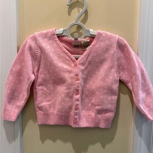 🌷 EASTER 🌷Faded Glory Baby Girls Pink Polka Dot Cardigan Sweater Size 12 Months